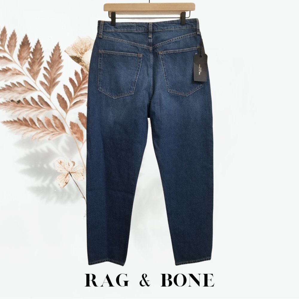 NWT RAG & BONE Maya High-Rise Slim Jasper Slim Fit Mid Indigo Jean Size 31 - Picture 3 of 9
